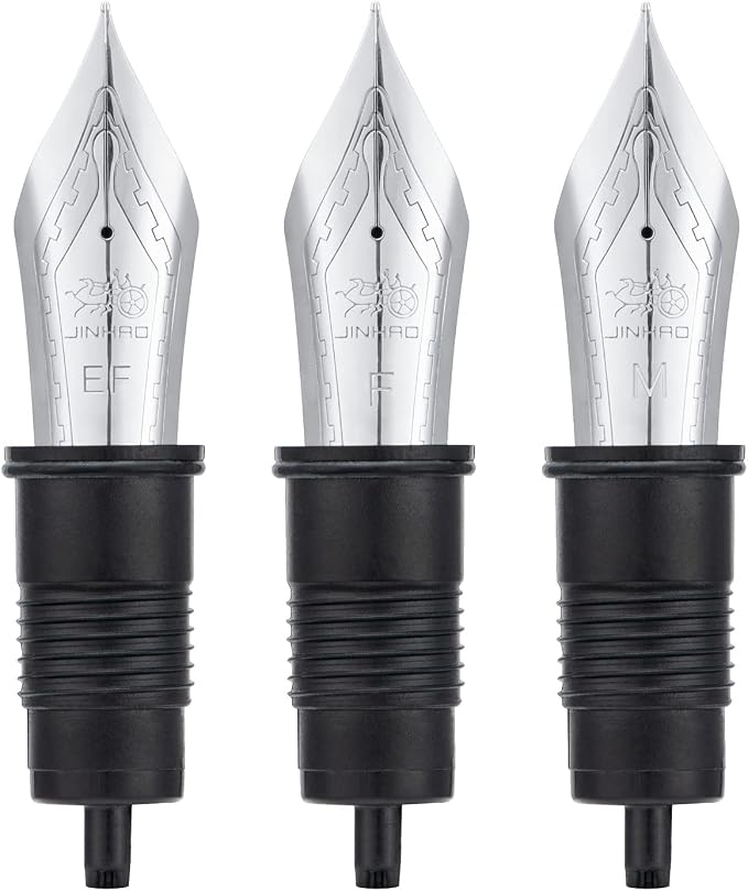 Set of 3 Jinhao X159, 1935 and 9019 Fountain Pen Replacement Nib Parts (EF, F and M) Silver Trim