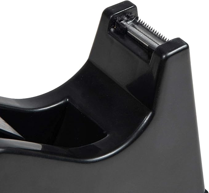 Desktop Tape Dispenser Adhesive Roll Holder (Fits 1" & 3" Core) with Weighted Nonskid Base Black