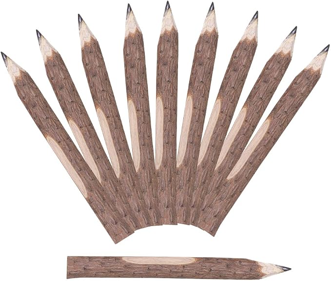 30Pcs 5" Long Twig Pencils, Natural Wood Pencils Bulk, Wooden Graphite Pencils for School Party Supplies Novelty Camping Themed Party Decorations