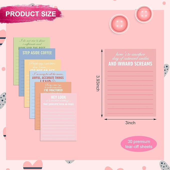 Funny Notepads with Sayings Sticky Funny Office Supplies to Do List Sarcastic Work Assorted Notepad for Workers, 12 Designs, 3 x 3.93 Inch(Classic Style)