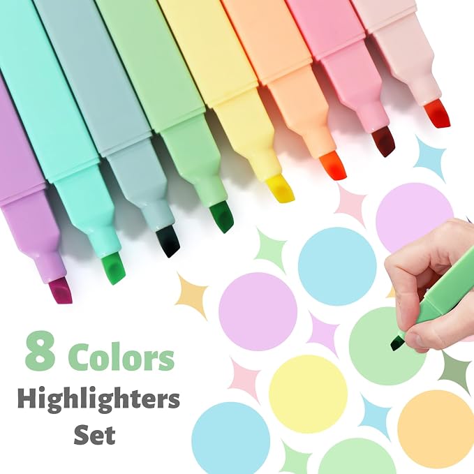 Vitoler Bible Highlighters No Bleed, Assorted Colors,Aesthetic Cute 8 pack | Assorted Color,Cute Pastel,high quality for bible study,books,journal,writing,school office