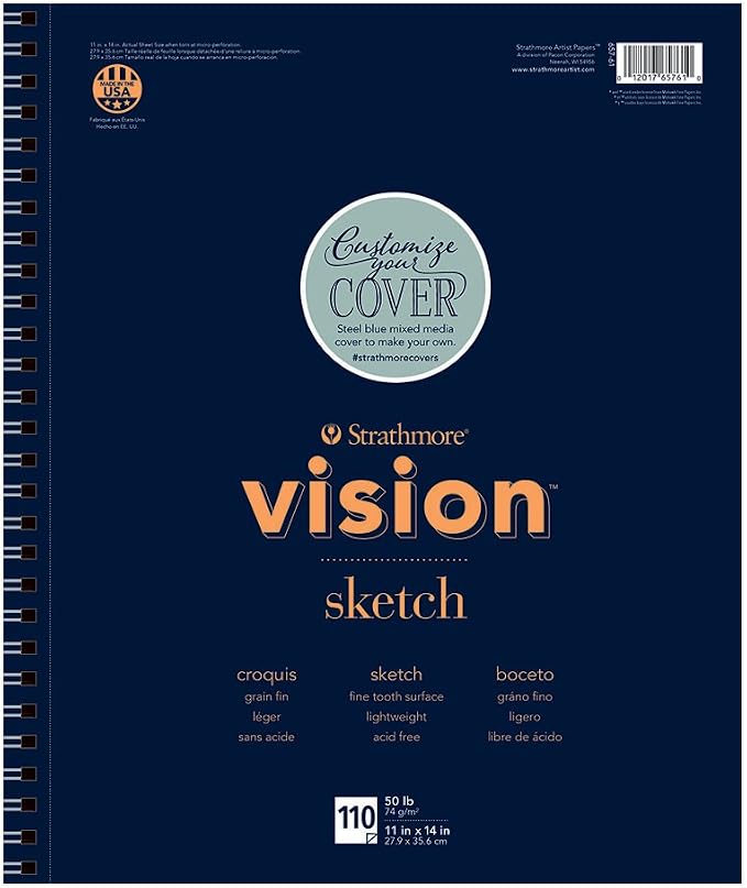 Strathmore Vision Series Sketch Pad, 11x14 inch, 110 Sheets - Artist Sketchbook for Drawing, Illustration, Art Class Students