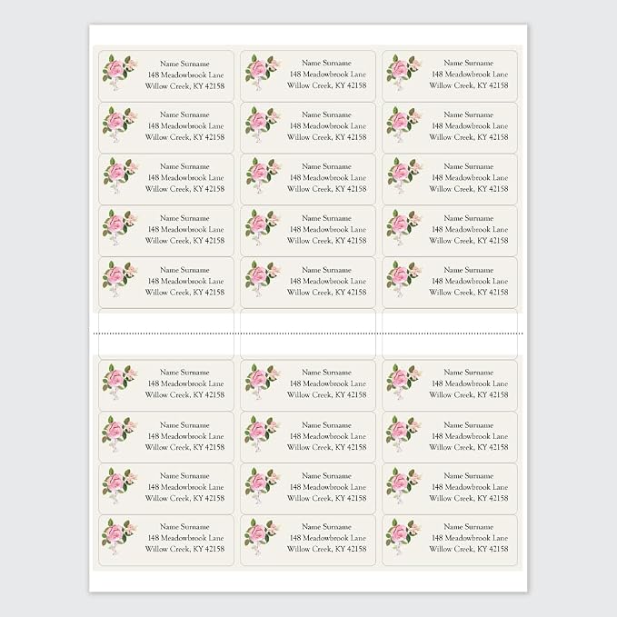 Dotty About Paper Personalized Return Address Labels (25-500 Custom mailing Address Labels) - Garden Roses x 100