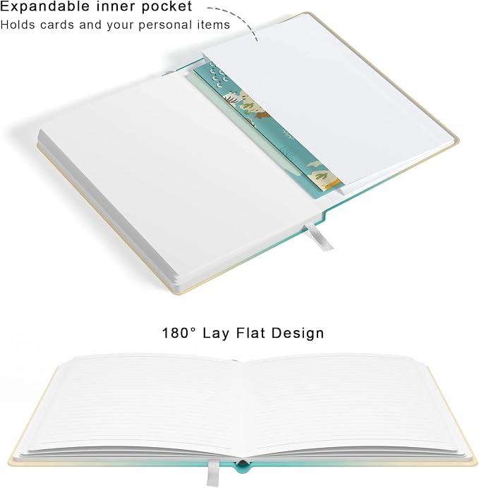 Lined Journal Notebook, Hardcover Journal for Women, Medium 5.7 x 8.4 in, 160 Pages Thick Paper, Cute Aesthetic Floral College Ruled Notebook for Writing Journaling Work School Office, Quotes
