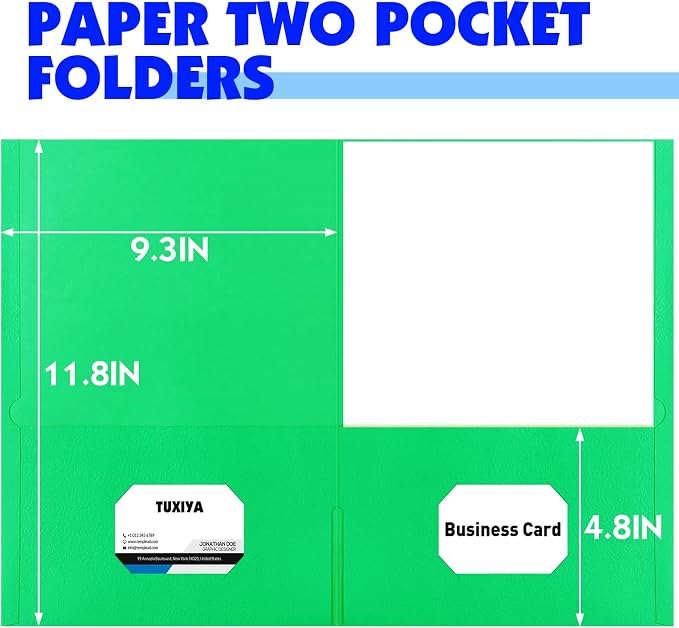 TUXIYA Folders with Pockets, 2 Pocket Folders 60 Pack, Assorted 10 Colors, Letter Size Thick Paper Pocket Folder for School Office Business Home