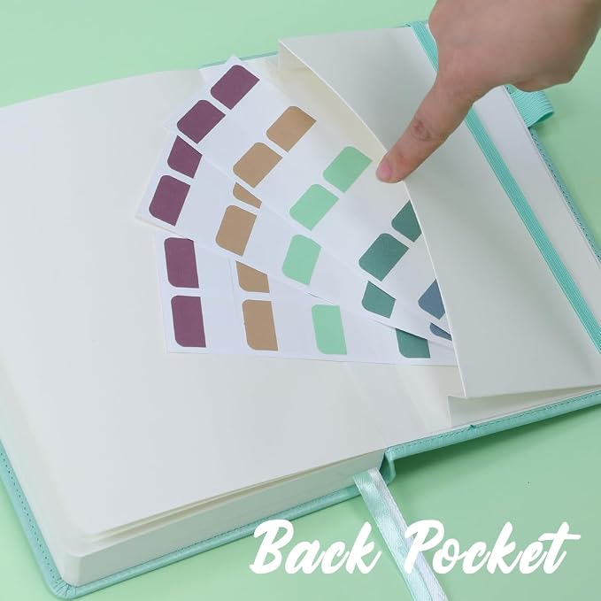 Hoci Poci 400 Pages Lined Journal Notebook, 5.8" x 8.4", Aqua | Thick Journal for Writing, A5 Hardcover Leather Notebook with 100Gsm College Ruled Paper for Women Men Work Note taking