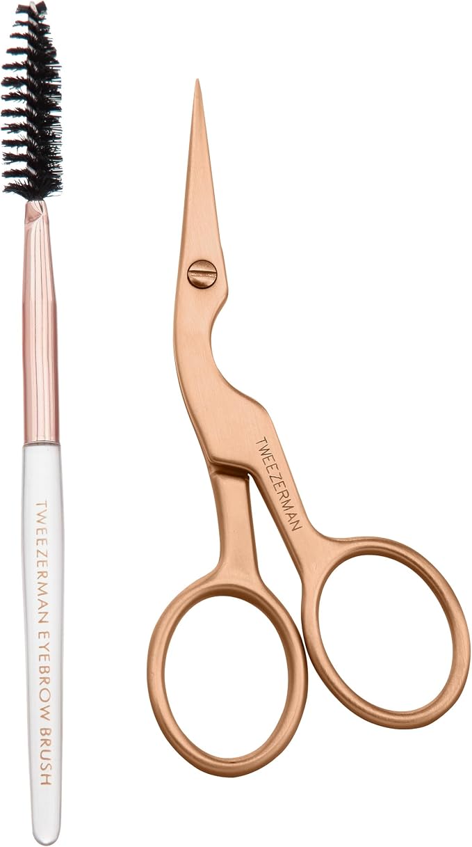 Tweezerman Exclusive Eyebrow Shaping Scissors & Brush Rose Gold