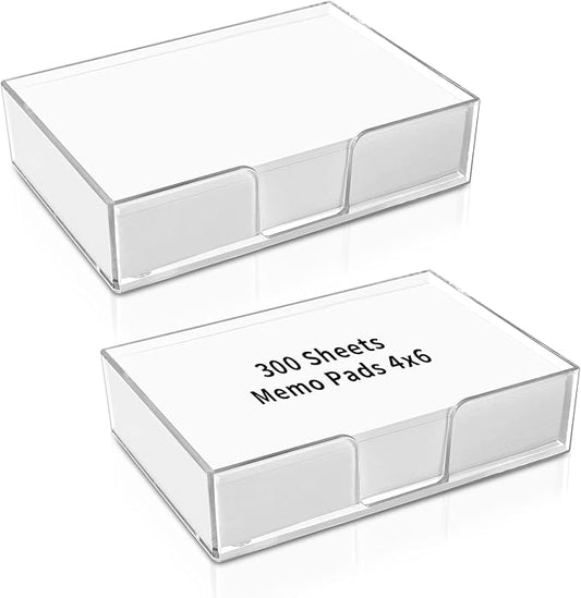 600 Sheets 4x6 Memo Holder Desk Notepad Tray Pad Paper Non Sticky Memo Pads 4x6 Acrylic Notepad Holder Note Memo for Desk School Organization Planning（Internal Size: 3.97 × 5.78 Inch）