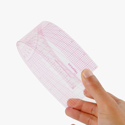 KEARING 12" 30cm Graph Ruler with Protractor - Dual Pattern Grading Tool | Clear 1.2mm flexible plastic grid ruler with built-in protractor. Dual metric imperial sandwich line scales