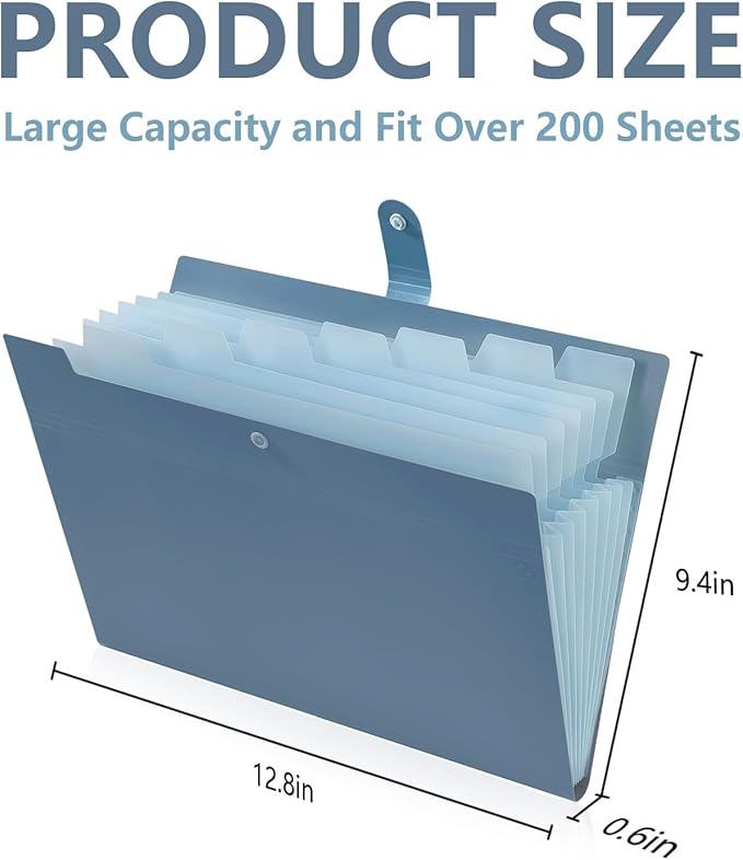 2Pack Accordion File Organizer Expanding File Folder with 8 Pockets Office | Letter Size Portable Paper Document Organizer for Office Home Business Supplies, Student classroom storage