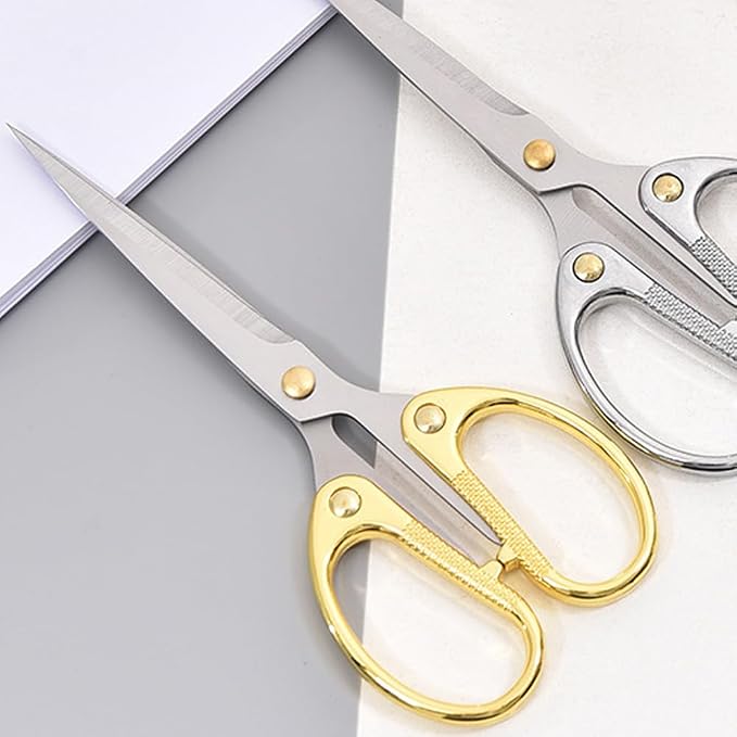 6.3-inch Small Craft Scissors, Sharp Blades Office Scissors for Desk, Stainless Steel All Purpose Scissors for Office, Home, School, DIY, Sewing, Fabric (Gold)