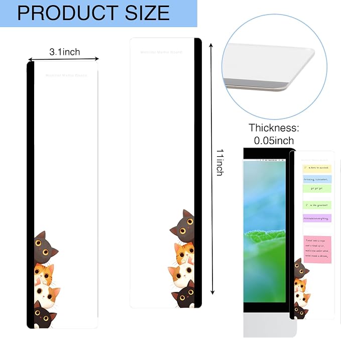 Office Desk Accessories 2pcs Multifunction Computer Monitor Memo Board - Transparent Computer Side Panel Memo Creative Monitor Side Panel Suitable for Office Home Desktop (Monitor Memo Board 13)