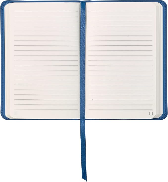 Leather Pocket Notebook, Writing Journal, Full-Grain Leather, Narrow Ruled Paper, Notebooks for Work & School, Pacific Blue (5.7" x 3.8”)