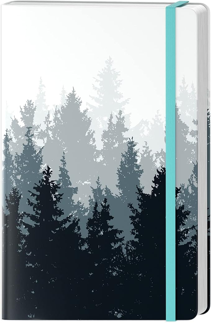 Lined Journal Notebook, Hardcover Journal for Women, Medium 5.7 x 8.4 in, 160 Pages Thick Paper, Cute Aesthetic Floral College Ruled Notebook for Journaling Writing Work Office School, Forest