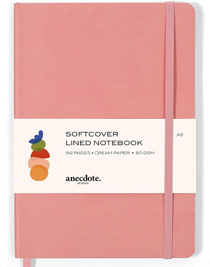 Softcover Ruled Journal with Thick 80 gsm Lined Cream Paper A5 size (8.3 inches x 5.4 inches) - Daily Writing Notebook for Travel, School and Office Use - Diary for Women and Men - Blush Pink