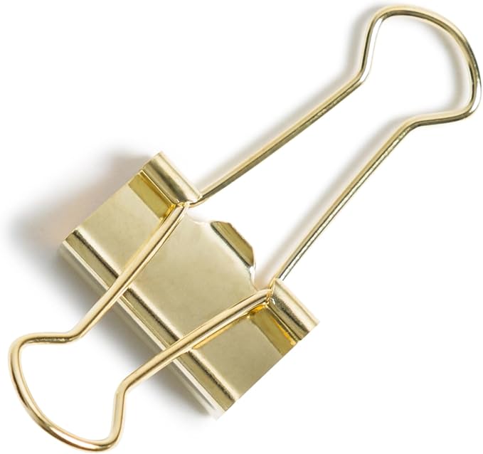U Brands Binder Clips, 72-Count, 3/4 Inch Mini Gold Metal Paper Clamps for Home, School, and Business