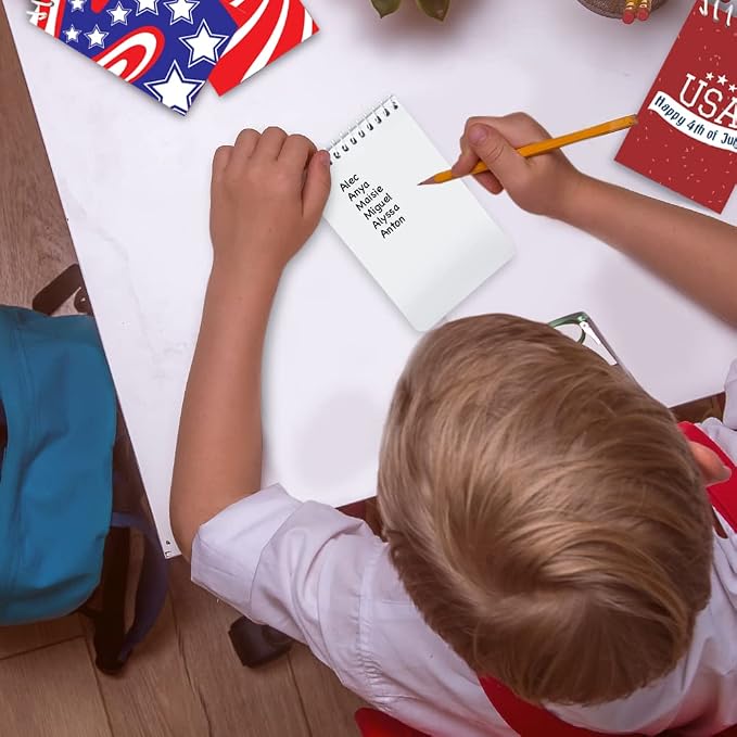 ArtCreativity Patriotic Notepad, Pack of 12 Spiral Mini Notebook with Patriotic Design, Small Notepads for Kids and Adult, To Do List Notepad, 4th of July Party Favors, Veterans and Memorial Day Gifts