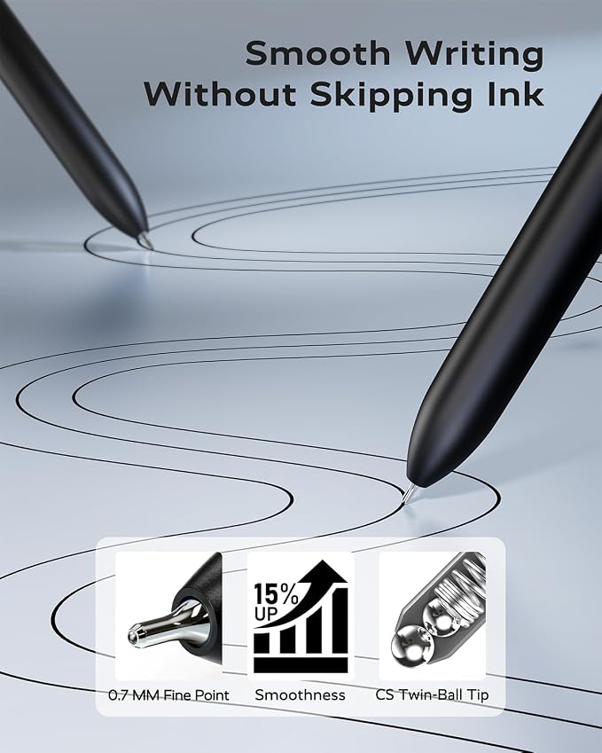 STAGEEK Black Gel Pens GX3, 12Pcs Fine Point Smooth Writing Pens with 3 Extra Refills, Quick Dry Black Ink Pens for Journaling, Office, Note Taking, School Supplies, Nurse Aesthetic(Black)