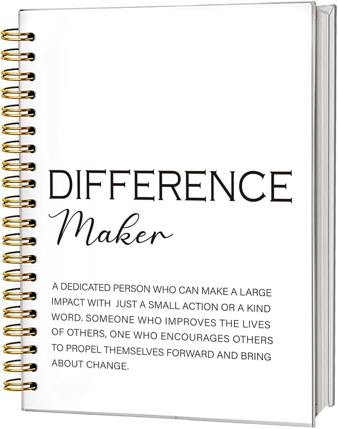 Difference Maker Gift, Difference Maker Definition Spiral Notebook Journal, Motivational Notebooks, Thank You Gifts for Women Men Teacher Coworkers, Hardcover Spiral Notebook 5.5x8.3(White)