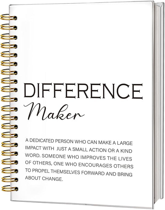 Difference Maker Gift, Difference Maker Definition Spiral Notebook Journal, Motivational Notebooks, Thank You Gifts for Women Men Teacher Coworkers, Hardcover Spiral Notebook 5.5x8.3(White)