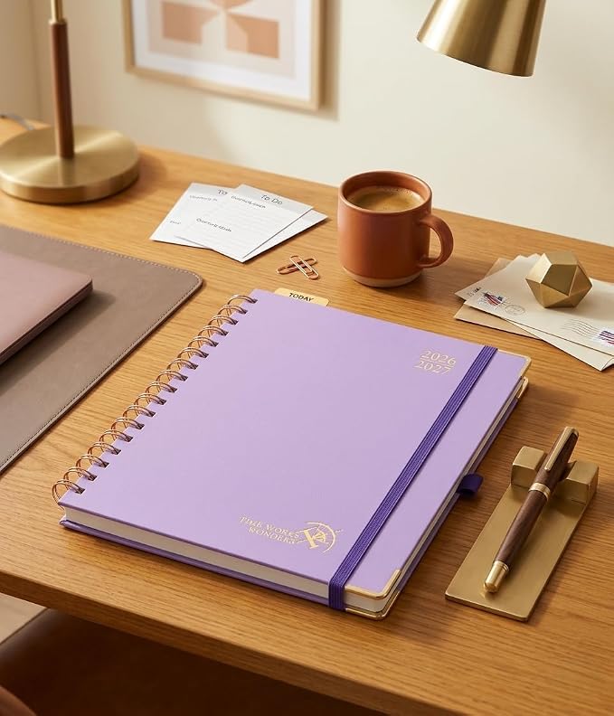 POPRUN 2026-2027 Weekly Planner 10" x 8"Weekly and Monthly Planner Calendar | Jul 2026 - Jun 2027，Daily Agenda Book & Appointment Book with Hourly Schedule, Tabs, Hardcover- Violet