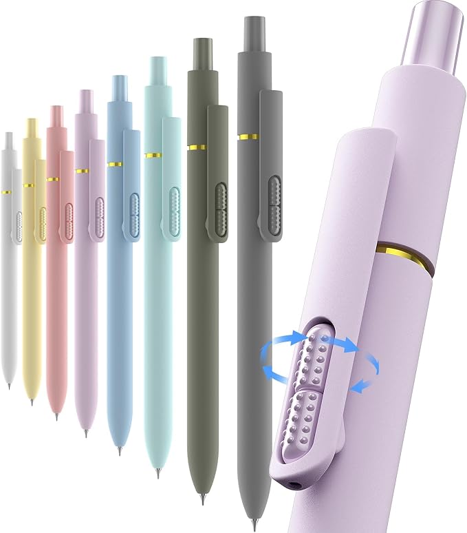inkipen Colorful Fidget Pens, 8 Pcs 0.5mm Fine Point Retractable Smooth Writing Pen, Quick Drying Colored Ink Pens for Journaling School Office Supplies, Morandi Colors
