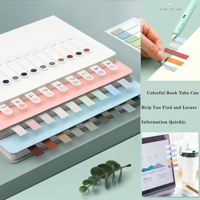 ELII 1600pcsTabs Page Markers Morandi Sticky Index Tabs,Transparent Sticky Notes Book Markers Tabs Label Stickers Index Tabs for Reading Notes, Classify File | Transparent Book Markers,Label Stickers,Index Tabs for Reading Notes,Classify File,Smooth Wr...