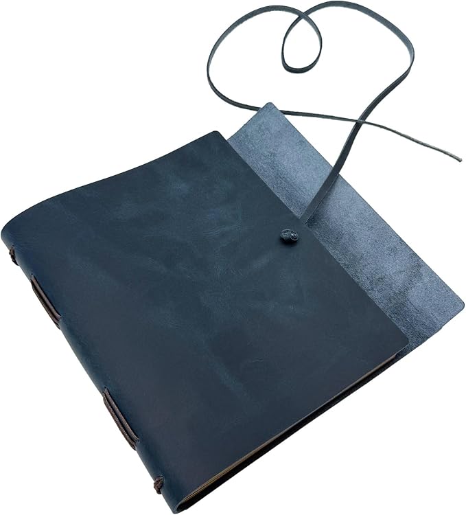 CooLeathor Large Notebook Journal - Genuine Leather Journals for Writing A4 Size Diary 8x10 Inch, Notepad For Women and Man, Gifts,Work,Travel Dark Blue