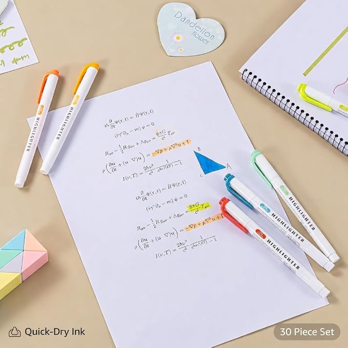 15 Count Dual-Tip Highlighters, Pastel Colors Fine & Bold Tip, Quick-Dry Non-Bleeding Highlighter Markers for Bible Journaling,School,Office,Notes (15 colors highlighters - Iridescent Color)