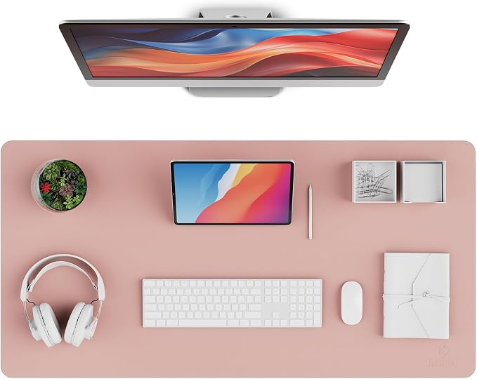 K KNODEL Large Desk Protector Mat and Pad for Office (Pink, 15.7" x 31.5") | Waterproof Desk Mat, Desk Pads and Blotters, Desktop Mat, Desk Protector and Cover, Office Computer, Laptop and Keyboard Mat
