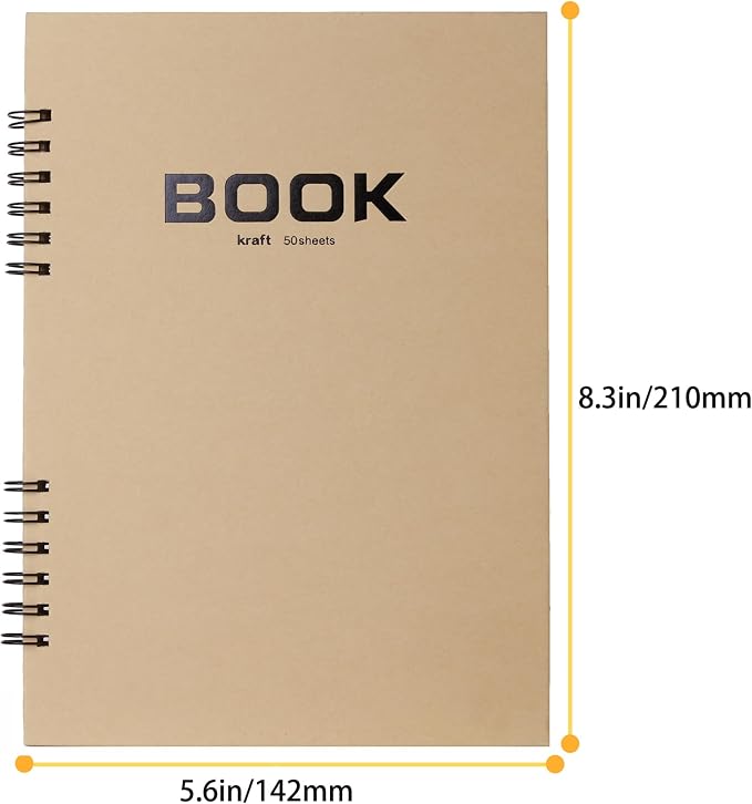 SuyuanArt A5 Toned Tan Sketch Pad, 5.5" x 8.5" (1 Pack, 50 Sheets) - Spiral Bound Mixed Media Sketchbook for Drawing, Doodling, Sketching & Painting - Acid Free, Artist Paper for Charcoal, Pencil, Pen