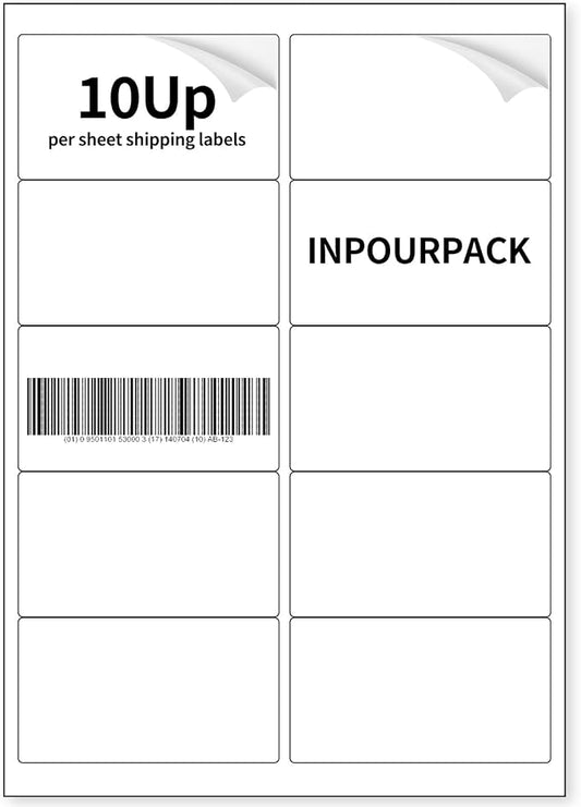 6 UP Labels, 4" x 3-1/3" Shipping Address Labels for Laser Inkjet Printer, Self Adhesive, Blank Mailing Sticker Paper (2000 Sheet=12000) | Mailing Labels, Self Adhesive White Sticker Paper, Blank Mailing Paper (2000 Sheet=12000 Labels)