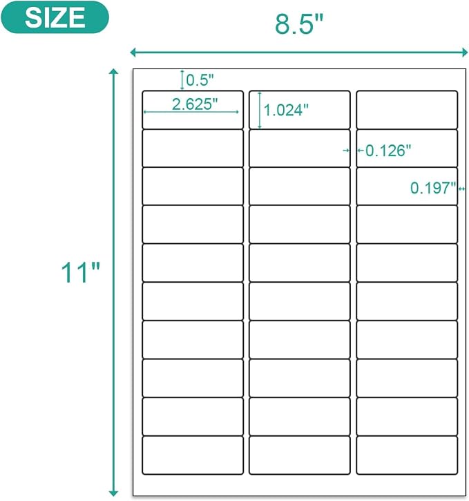 MFLABEL Address Label, 1" x2-5/8 Mailing Sticker, 30-UP White Shipping Labels for Inkjet or Laser Printer, 30000 Sticker Labels (1000 Sheets), 30 Label per Sheet