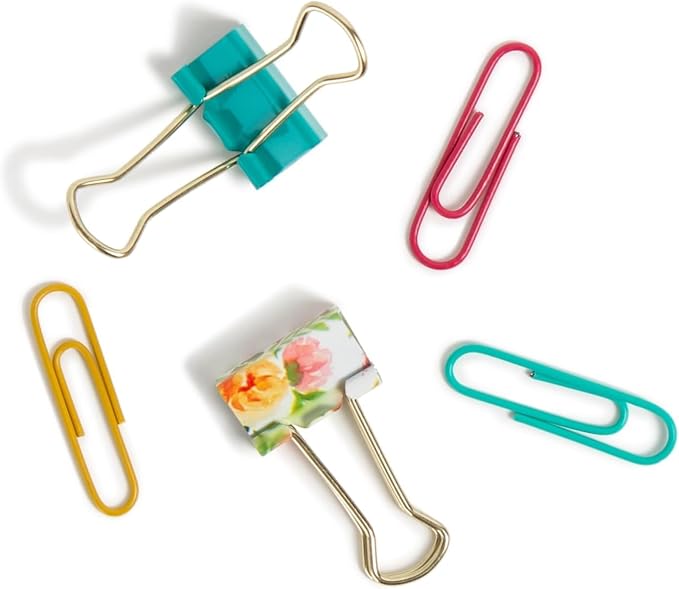 U Brands Office Accessory Kit, Office Supplies, Includes 60 Paper Clips and 20 Small Binder Clips, Painted Florals