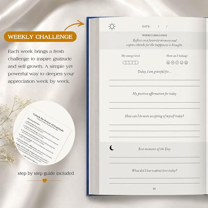 The Daily Gratitude Journal 2026 – Guided Gratitude Practice for Women & Men, 2 Fresh Prompts Every Day, Mindfulness, Happiness & Daily Reflection, Undated Affirmation Journal with Gift Box