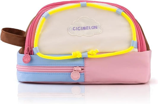 CICIMELON Large Capacity Pencil Case, Cute Aesthetic Pencil Pouch with 3 Compartments, Big Pencil Bag Organizer for School Supplies, Pen Holder for Kids, Girls, Boys, Students