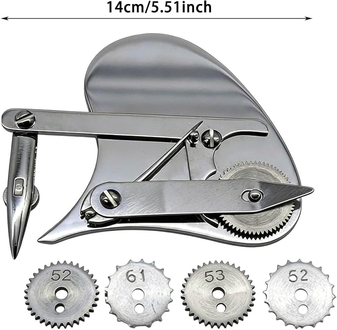 Mechanical Gear Train Ruling Pen - Vintage Precision Dotting Pen Set with 4 Brass Dotting Wheels, Blueprint Drafting Tool for Architects, Designers, Engineers, Technical Drawing Kit (Silver#B)