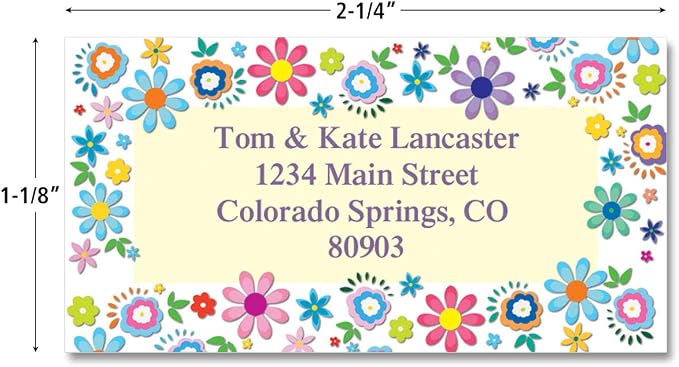 Colorful Images Return Address Labels, Set of 144 | Cheerful Florals , 144 Count, Self-Adhesive on Flat-Sheet Labels, Customize with Name & Shipping Address