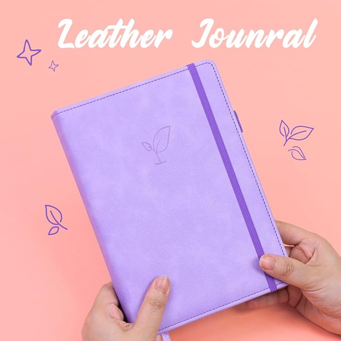 Hoci Poci Lined Journal Notebook, 400 Pages Thick Journal for Writing, A5 Hardcover Leather Notebook with 100Gsm College Ruled Paper for Women Men Work Note taking, 5.8" x 8.4", Purple