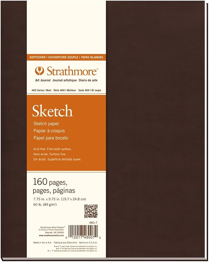 Strathmore 480-7 Softcover Art Journal, 7.75" x 9.75", White,160 Pages