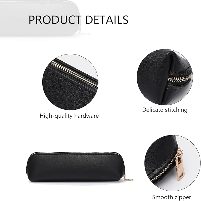 Pencil Case Small Pencil Pouch Slim (Green, Faux Leather)