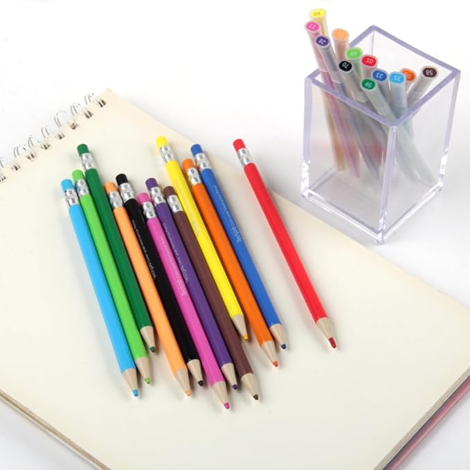 Colored Mechanical Pencil 2.6mm for Coloring and Drawing, Mechanical Colored Pencils,12pcs with extra 24pcs colored leads
