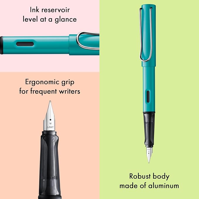 LAMY AL-star turmaline - Fountain Pen with ergonomic grip & polished steel nib in size M - lightweight aluminum body - including LAMY T 10 blue cartridge - Right-Handed
