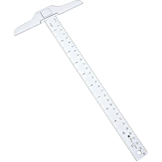 Pangda 2 Pcs 12 Inch T-Square Ruler Plastic Transparent T-Ruler for Drafting and General Layout Work