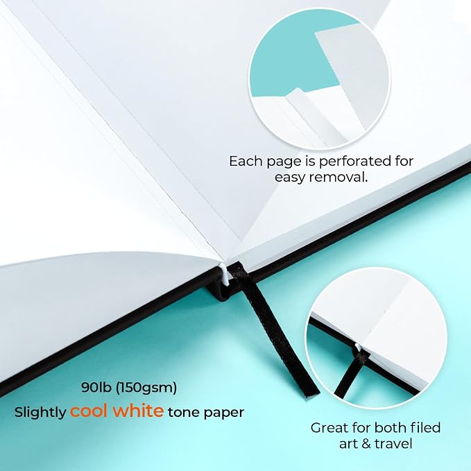 Ohuhu Double-Sided Marker Pad Art Sketchbook Bleedproof - 8.3"x8.3" Square Paper Size - 90 LB/150 GSM Smooth Drawing Paper - 60 Sheets/120 Pages - Hardcover Sketching Book for Alcohol Markers Paints