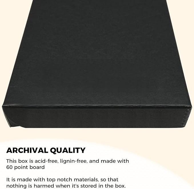 Golden State Art, Clamshell Archival Storage Box 9x12, Black, Pack of 2 | Acid-Free Photo Box with Metal Edge Corner, Preserve And Store Paper Documents Cards Prints Arts and Crafts DIY Projects