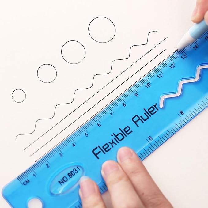 2 PCS Flexible Ruler, 12inch/30cm Plastic Clear Bendable Soft Ruler, Shatterproof Flat Rulers for School, Classroom, Office Supplies