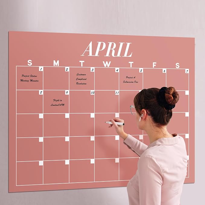 12 Pcs Extra Large Undated Calendar 40‘'x 27.5‘' Large Classroom Wall Calendar 12 Month Big Dry Ease Reusable Planning Yearly Rainbow Planner for Office Home Educational Study Back to First Day Class