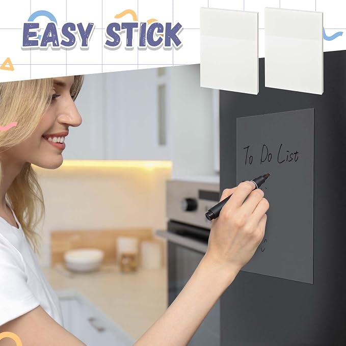Gueevin 100 Sheets 6.8 x 9.8 Inch Transparent Sticky Notes, Extra Large Clear Self Sticky Notes, 2 Pads Waterproof Jumbo Translucent Paper, Office Supply(Blank Style)