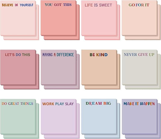 Yinder 24 Pcs Sticky Notes Gifts Bulk,Inspirational,Aesthetics